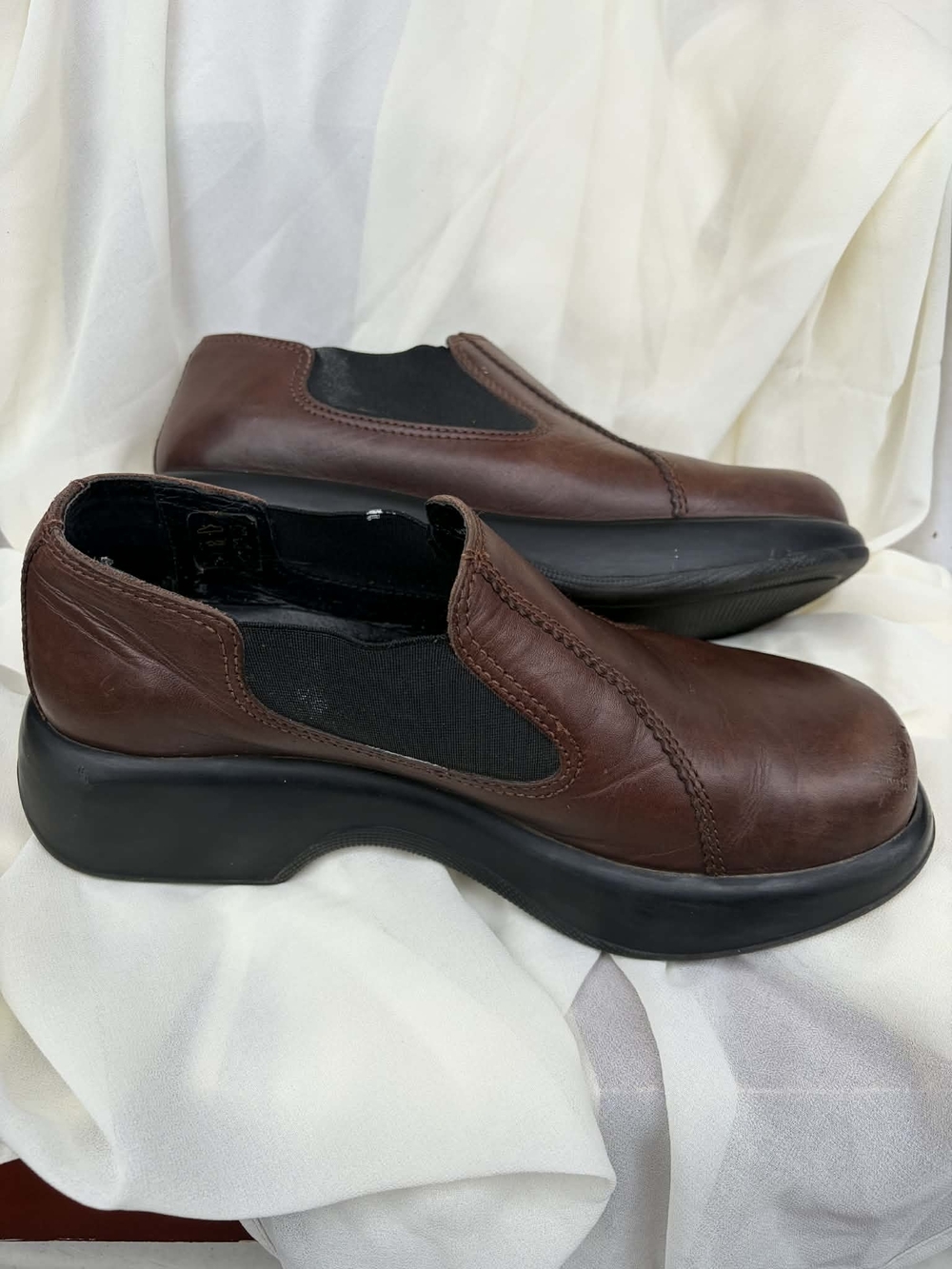 Dansko Brown Leather Slip-On Loafers with Black Sole